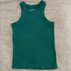 LOFT perfect tank rib knit high neck Teal Tank Top